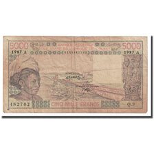 Banconote, Stati dell'Africa occidentale, 5000 Francs, 1987, KM:208Bk, MB