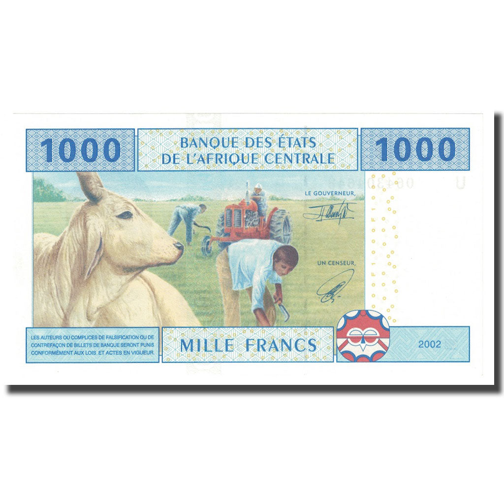 Banconote, Stati dell’Africa centrale, 1000 Francs, 2002, KM:207U, FDS