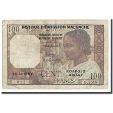 Billet, Madagascar, 100 Francs =  20 Ariary, Undated (1961), KM:52, TB