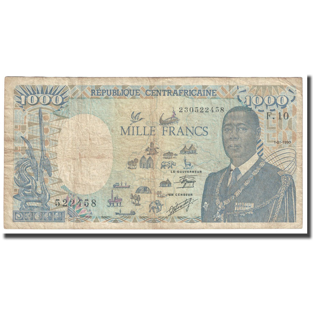 Banconote, Repubblica Centrafricana, 1000 Francs, 1990, 1990-01-01, KM:16, MB