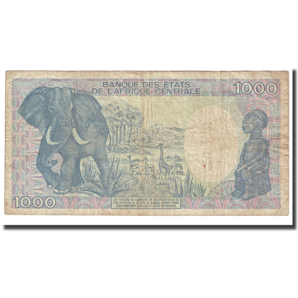 Banconote, Repubblica Centrafricana, 1000 Francs, 1990, 1990-01-01, KM:16, MB