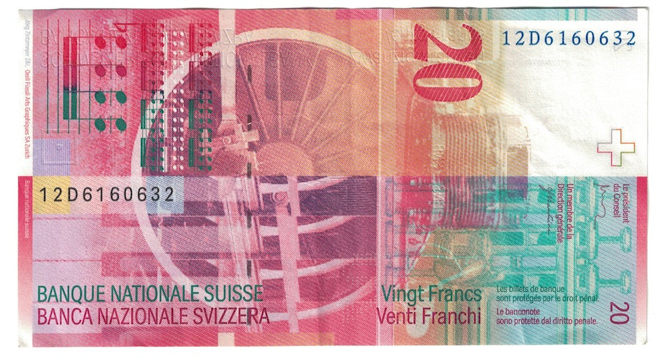 Banknot, Szwajcaria, 20 Franken, 2005, UNC(65-70)