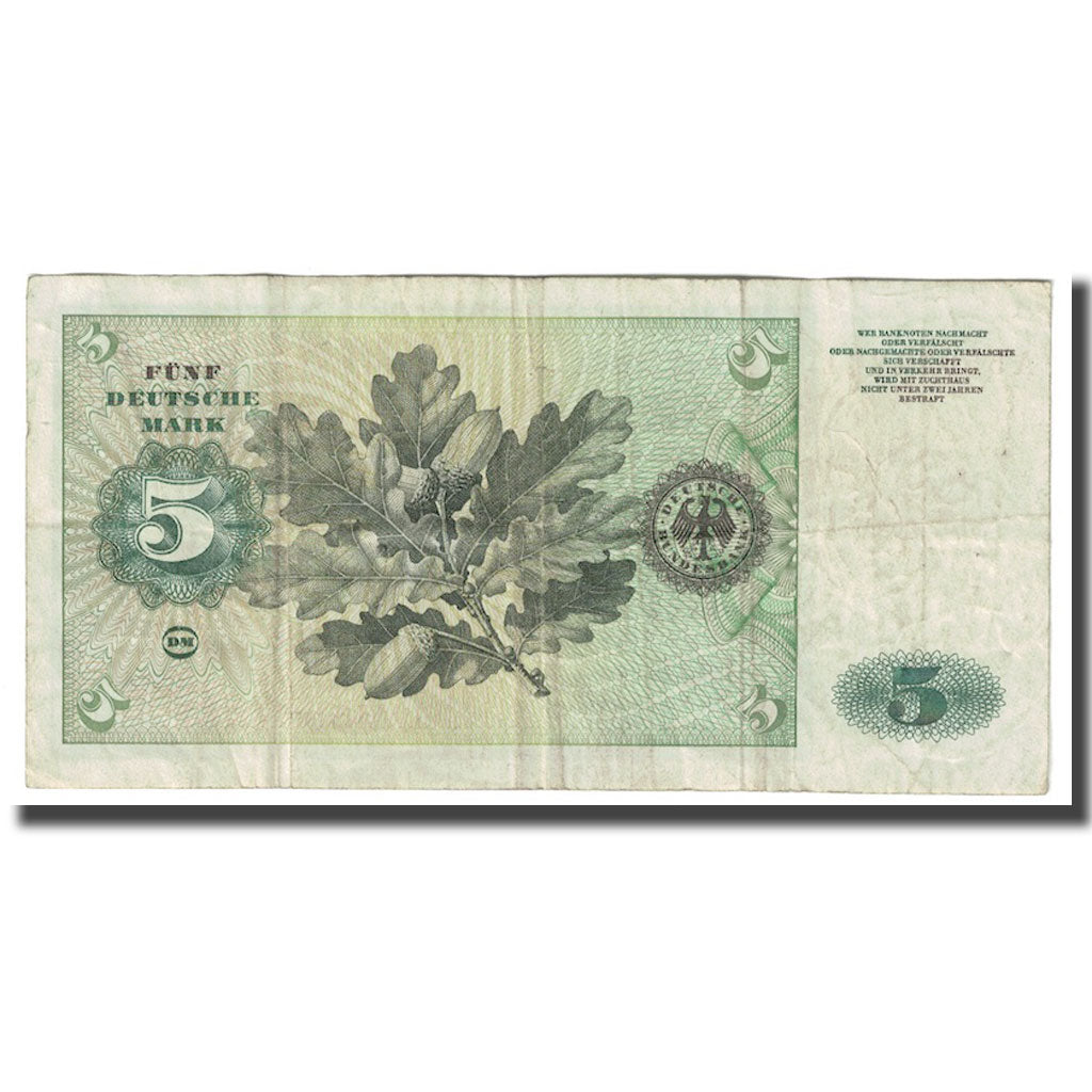 Billet, République fédérale allemande, 5 Deutsche Mark, 1960, 1960-01-02