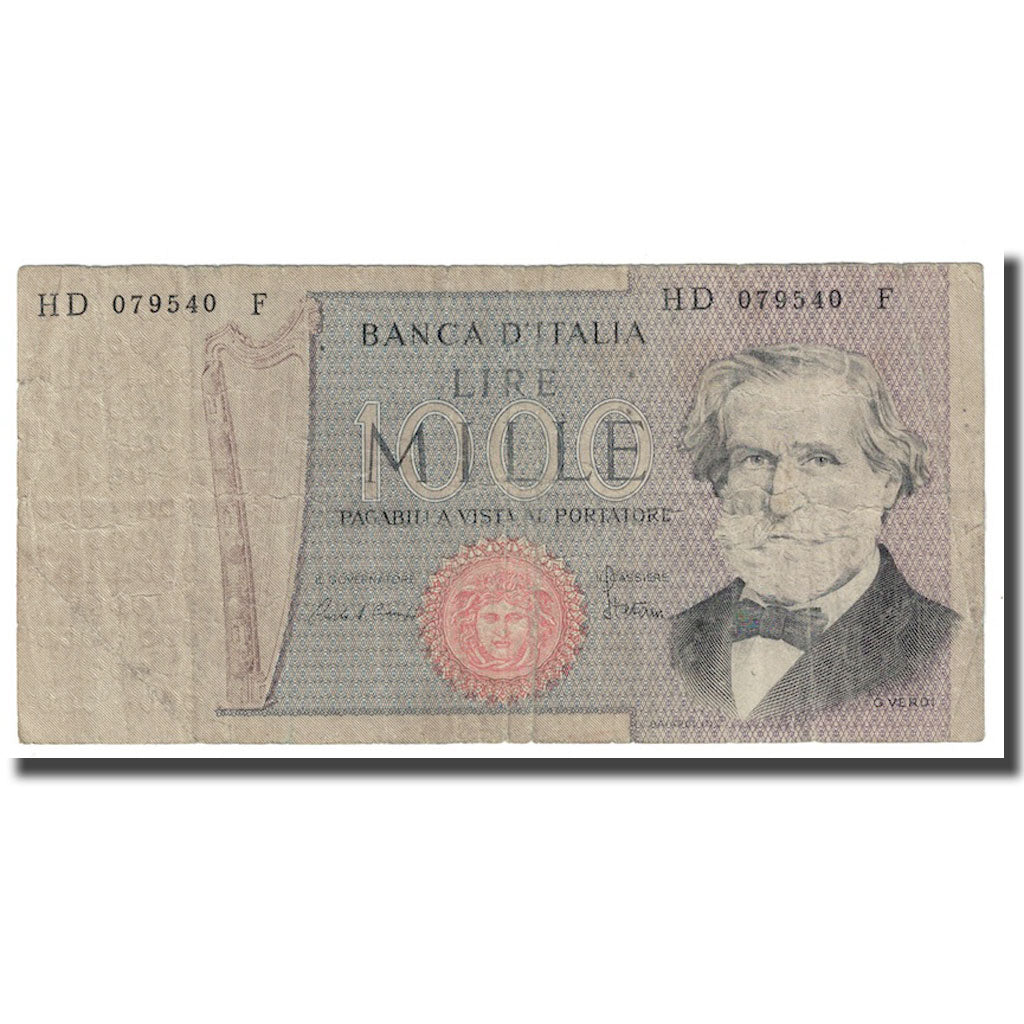 Banknote, Italy, 1000 Lire, 1969, 1969-02-26, KM:101h, F(12-15)