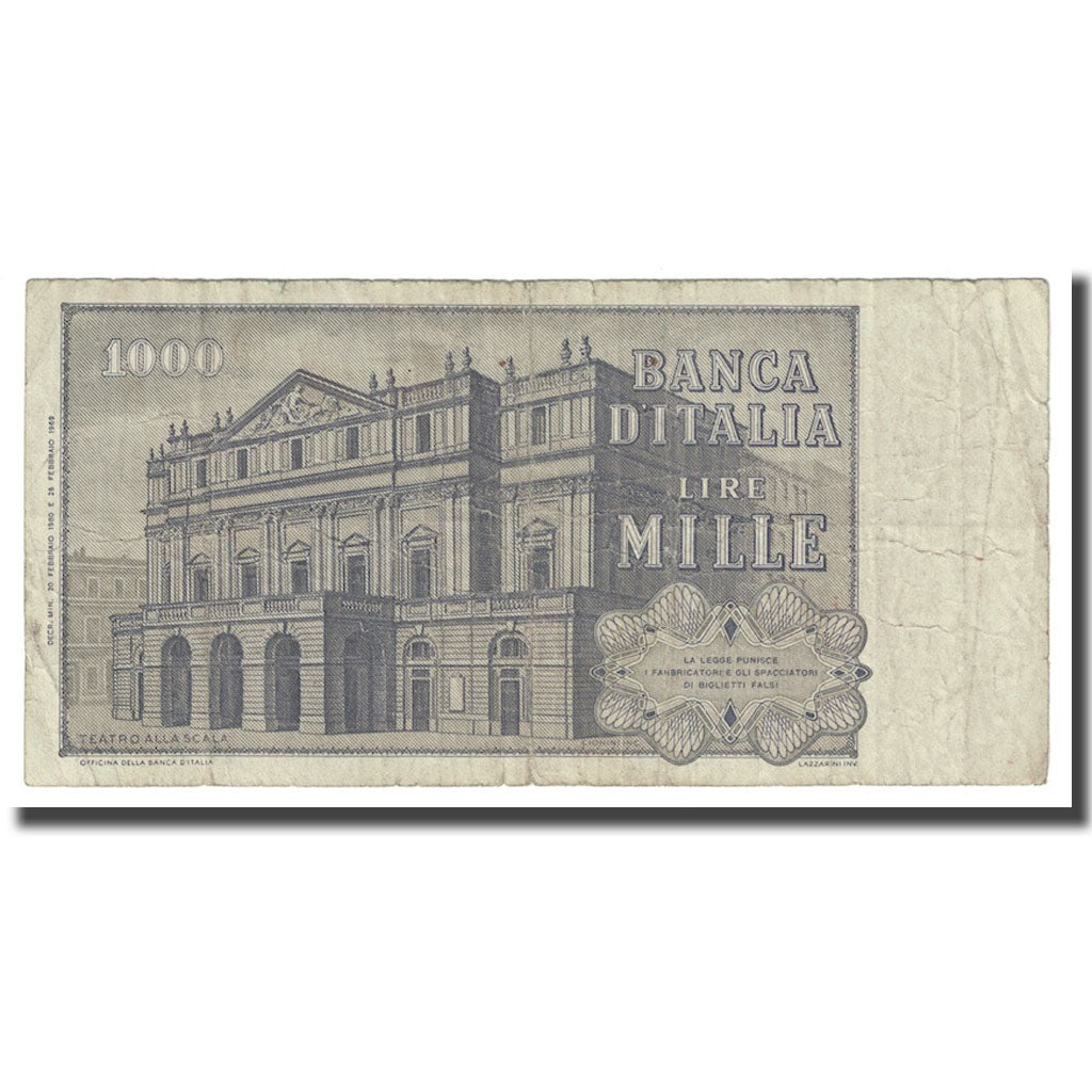 Banknote, Italy, 1000 Lire, 1969, 1969-02-26, KM:101h, F(12-15)