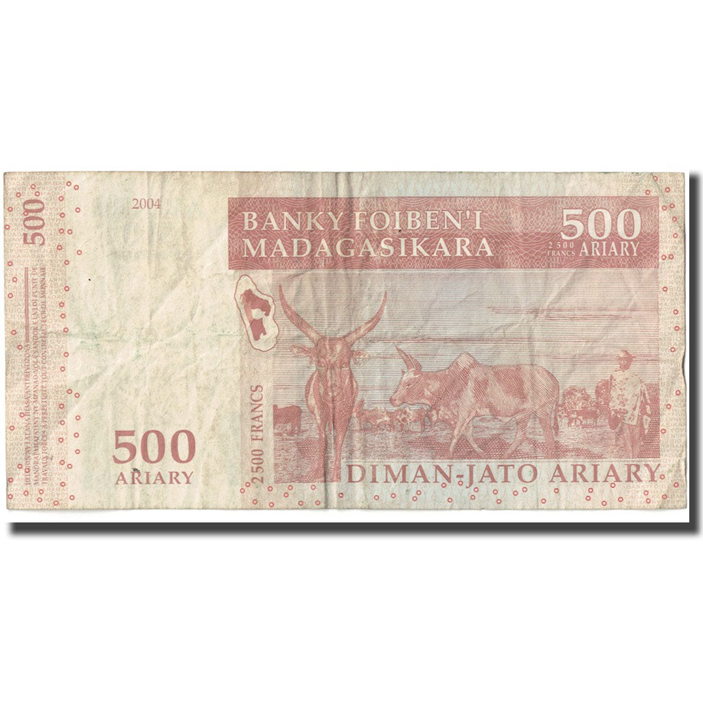 Banknot, Madagascar, 500 Ariary, 2004, KM:88a, VF(20-25)