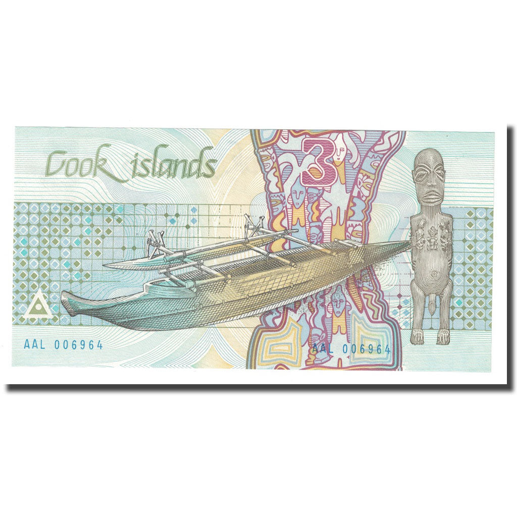 Geldschein, Cookinseln, 3 Dollars, Undated (1987), KM:3a, UNZ
