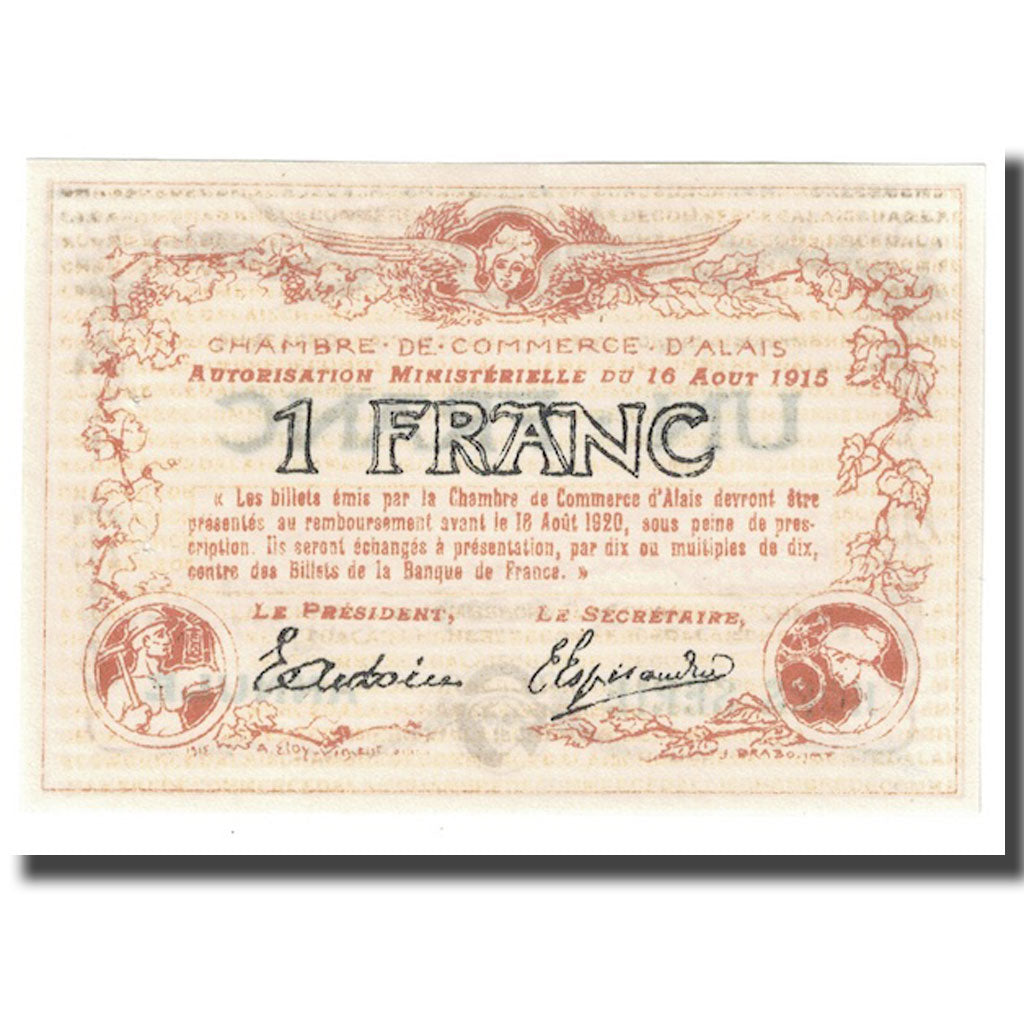 France, Alais, 1 Franc, 1915, Hors série annulé, NEUF, Pirot:4-6