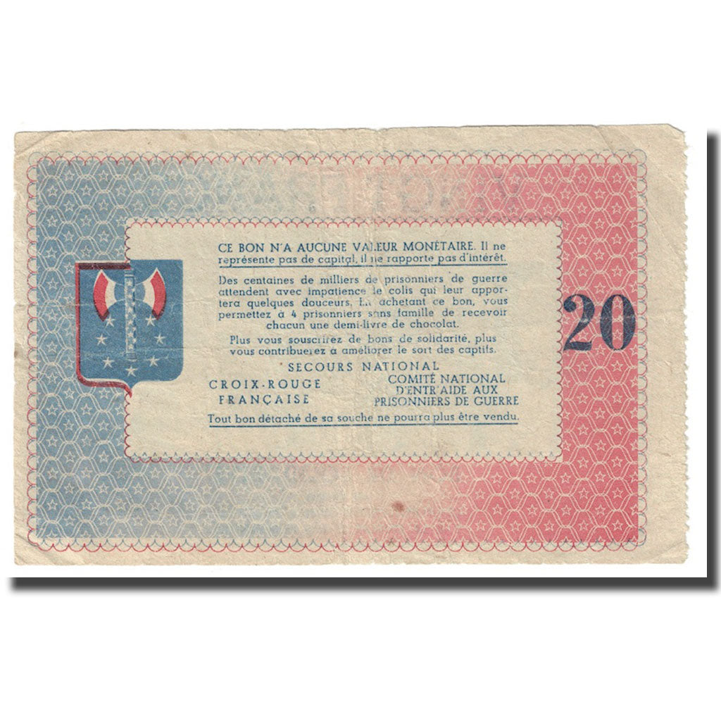 France, Secours National, 20 Francs, EF(40-45)