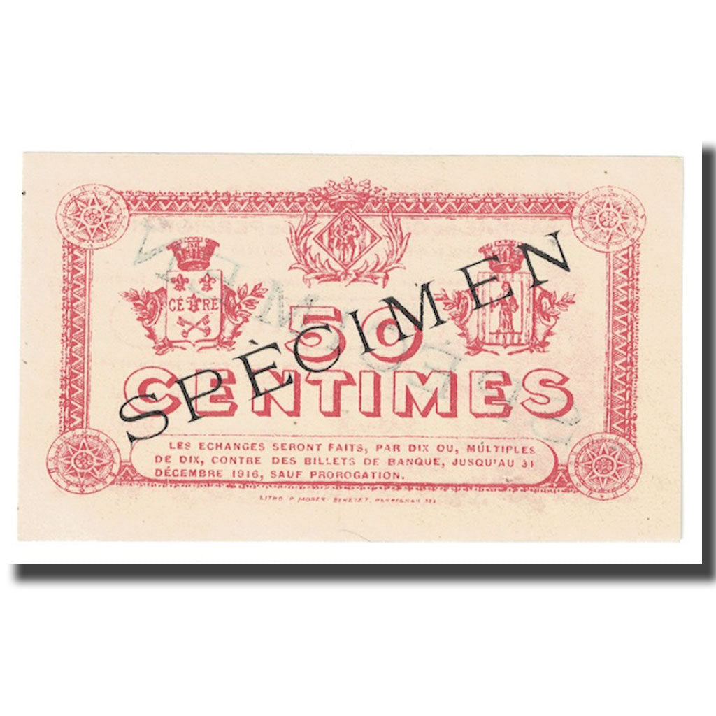 France, 50 Centimes, Specimen, PIROT 100-6, 1916, 1916-12-31, PERPIGNAN, UNC(63)