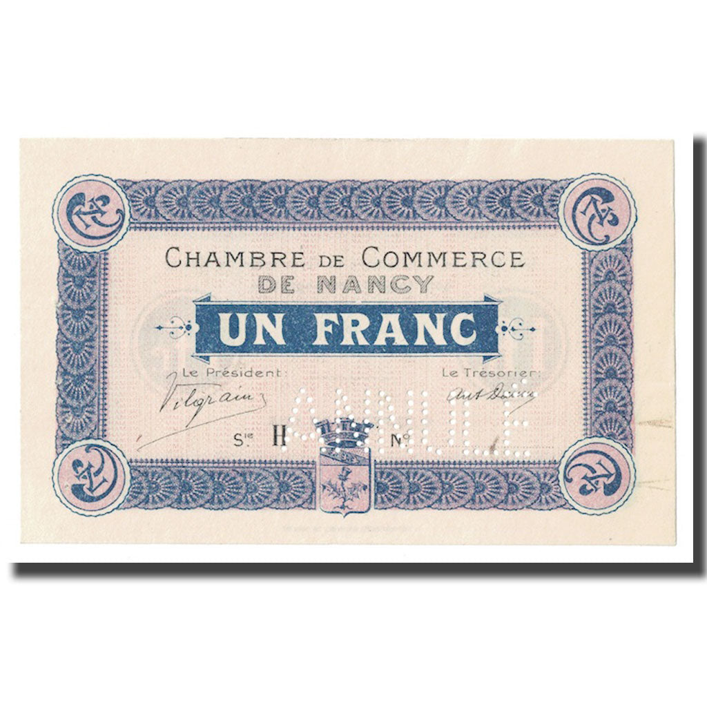 France, Nancy, 1 Franc, 1915, ANNULÉ, SUP+, Pirot:87-3