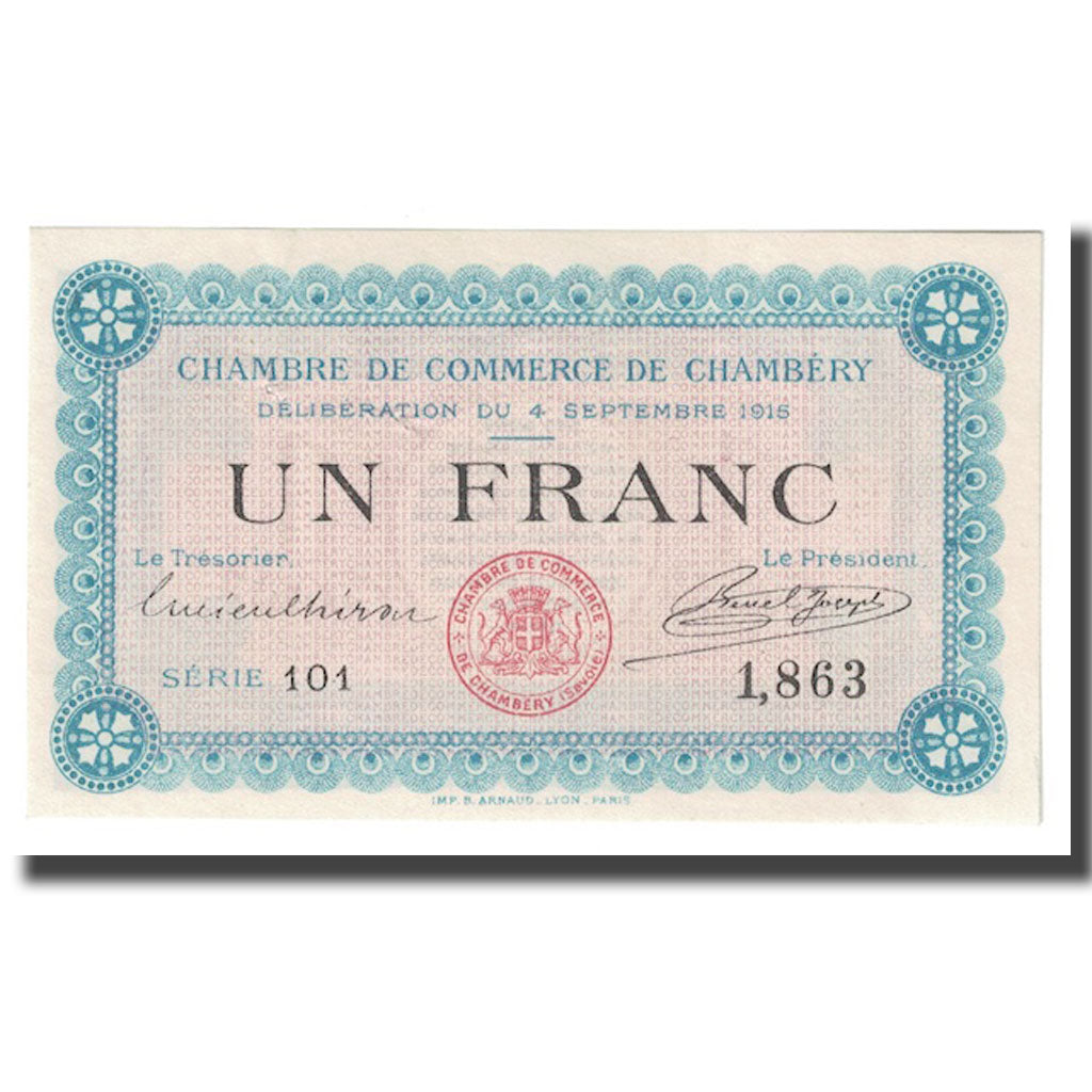Francia, 1 Franc, 1915, 1915-09-04, PIROT 44-1, CHAMBÉRY, UNC