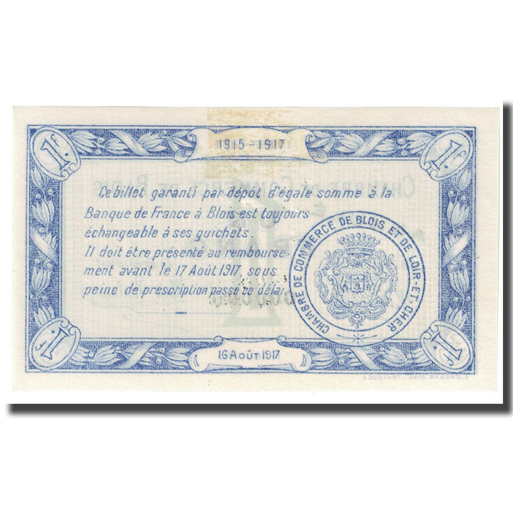 France, Blois, 1 Franc, 1915, ANNULÉ, NEUF, Pirot:28-4