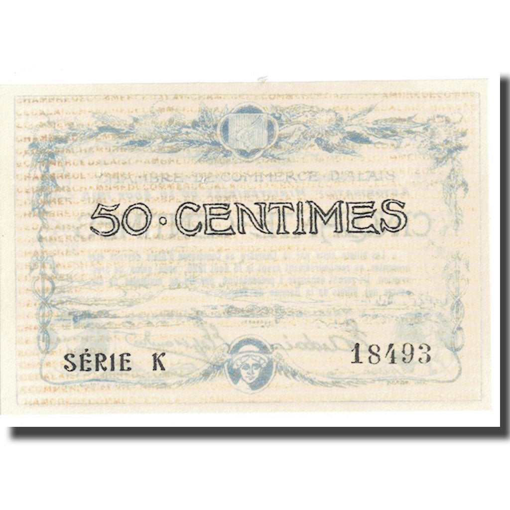 France, 50 Centimes, PIROT 4-1, ANNULÉ, 1915, 1915-08-16, ALAIS, NEUF