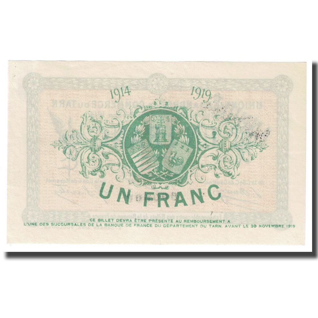 France, Albi, 1 Franc, 1914, ANNULÉ, SPL+, Pirot:5-7