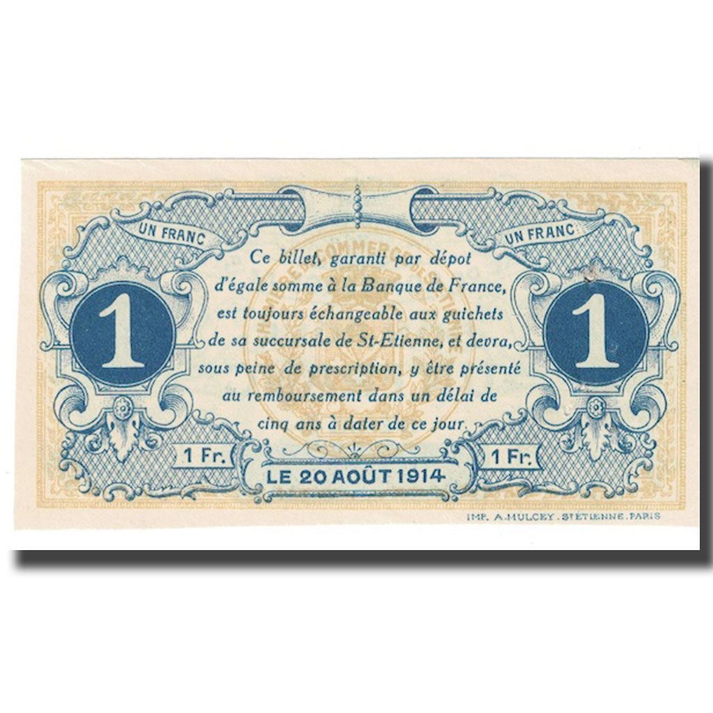 France, Saint-Etienne, 1 Franc, 1914, ANNULÉ, UNC(63), Pirot:114-2