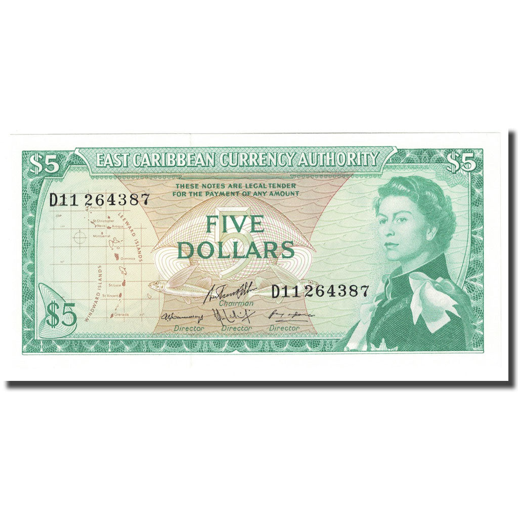 Banknote, East Caribbean States, 5 Dollars, Undated (1965), KM:14h, UNC(65-70)