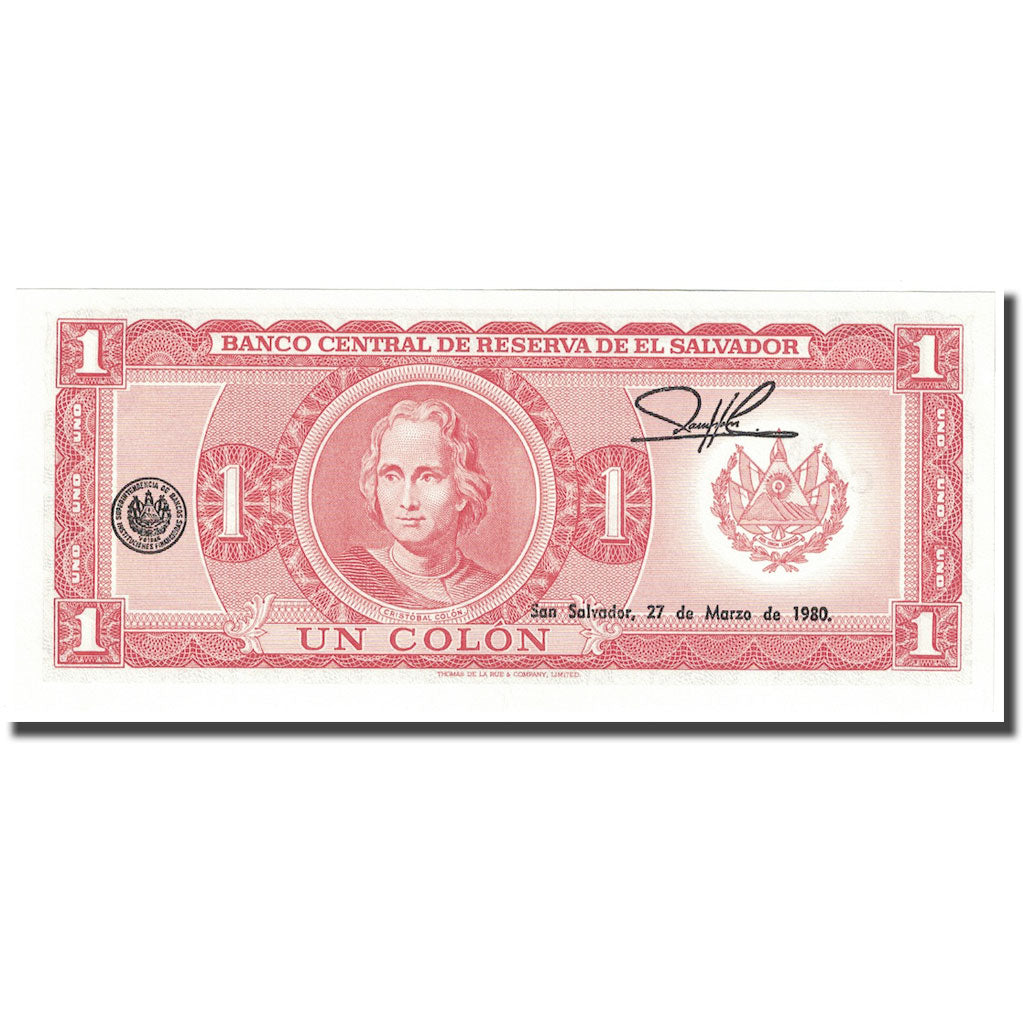 Billet, El Salvador, 1 Colon, 1977, 1977-07-07, KM:125a, NEUF