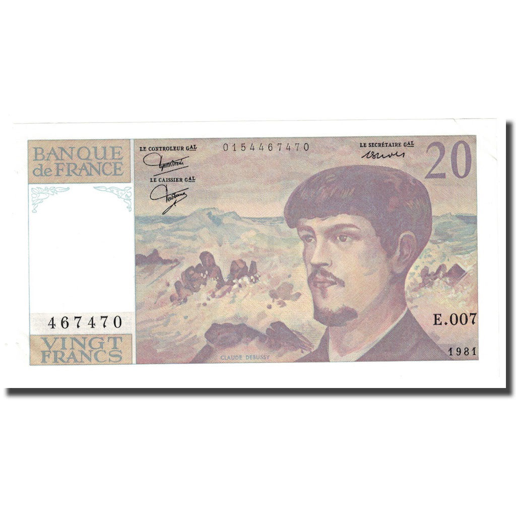 Francia, 20 Francs, Debussy, 1981, FDS, Fayette:66.2, KM:151a