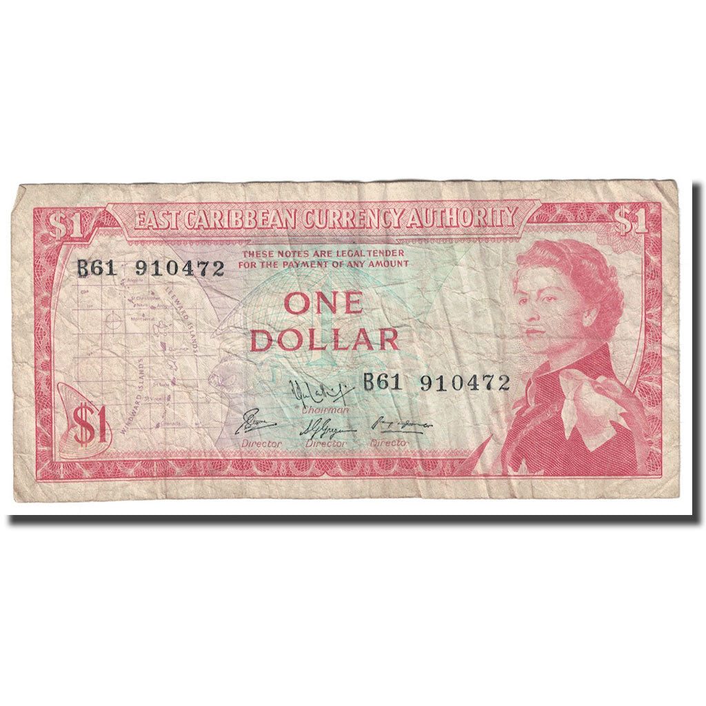 Geldschein, Osten Karibik Staaten, 1 Dollar, Undated (1965), KM:13d, SGE+