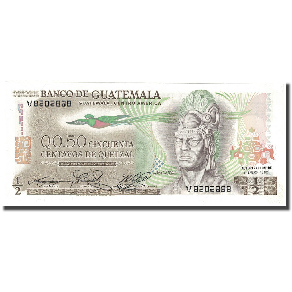 Banconote, Guatemala, 1/2 Quetzal, 1982, 1982-01-06, KM:58c, FDS