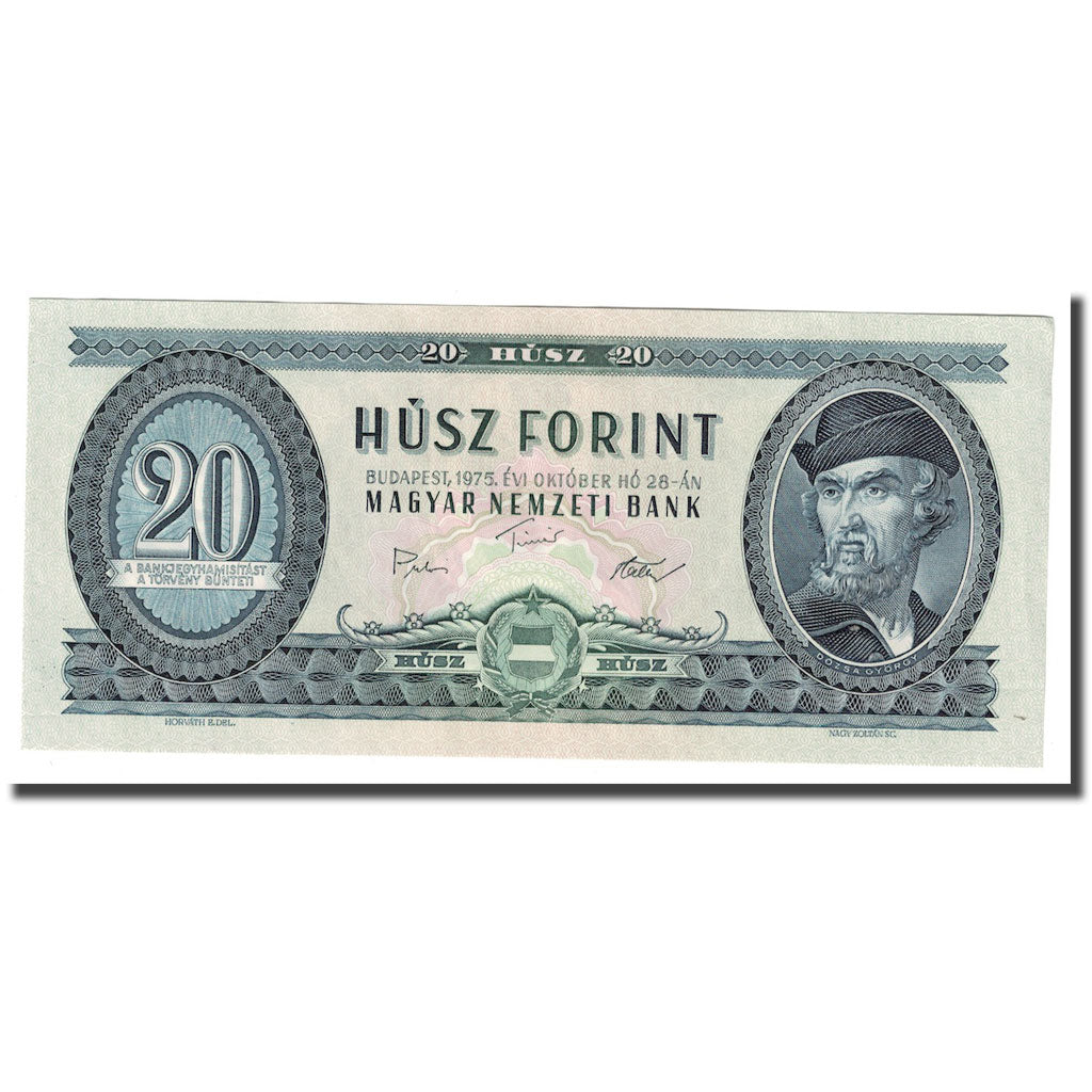 Banknote, Hungary, 20 Forint, 1975, 1975-10-28, KM:169f, UNC(65-70)