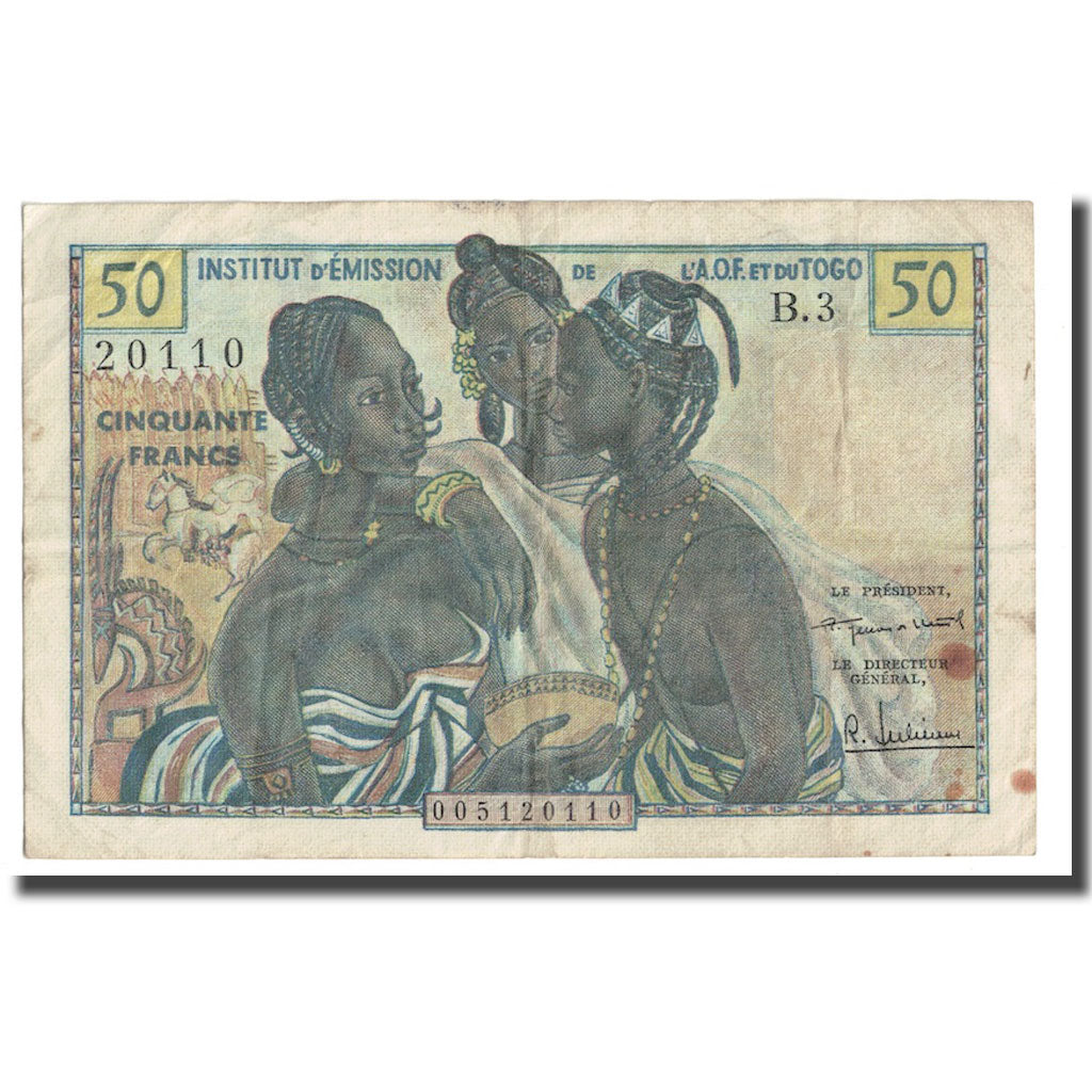 Billet, French West Africa, 50 Francs, Undated (1956), KM:45, TB