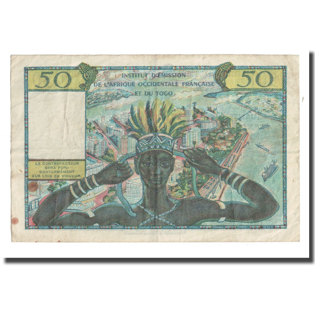 Billet, French West Africa, 50 Francs, Undated (1956), KM:45, TB