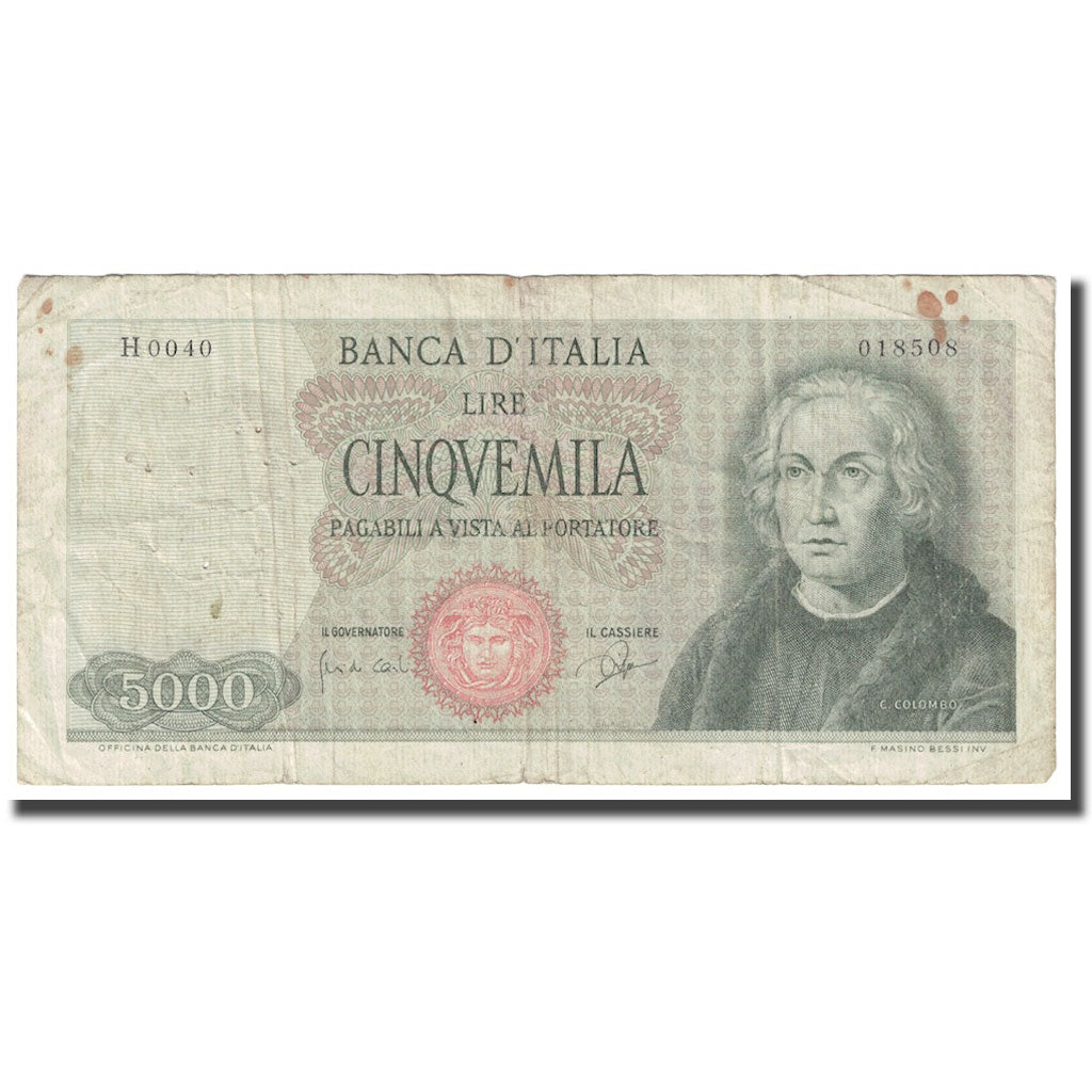 Geldschein, Italien, 5000 Lire, 1964, 1964-09-03, KM:98a, S