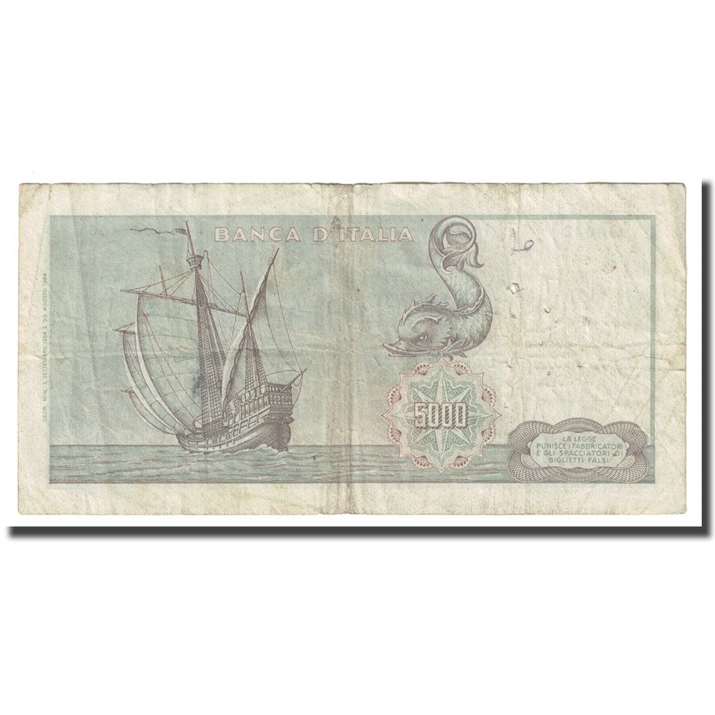 Billet, Italie, 5000 Lire, 1964, 1964-09-03, KM:98a, TB