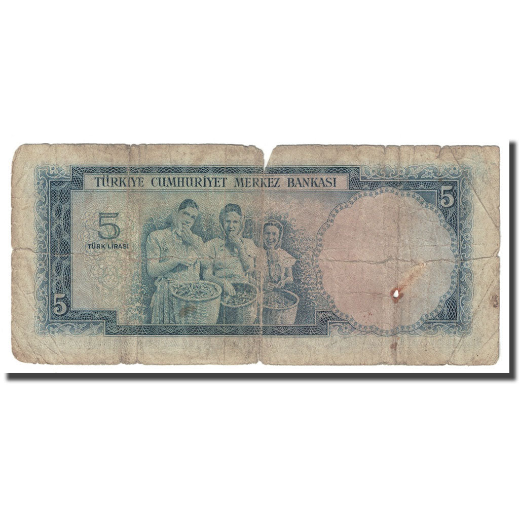 Banconote, Turchia, 5 Lira, 1965, 1965-01-04, KM:174a, D