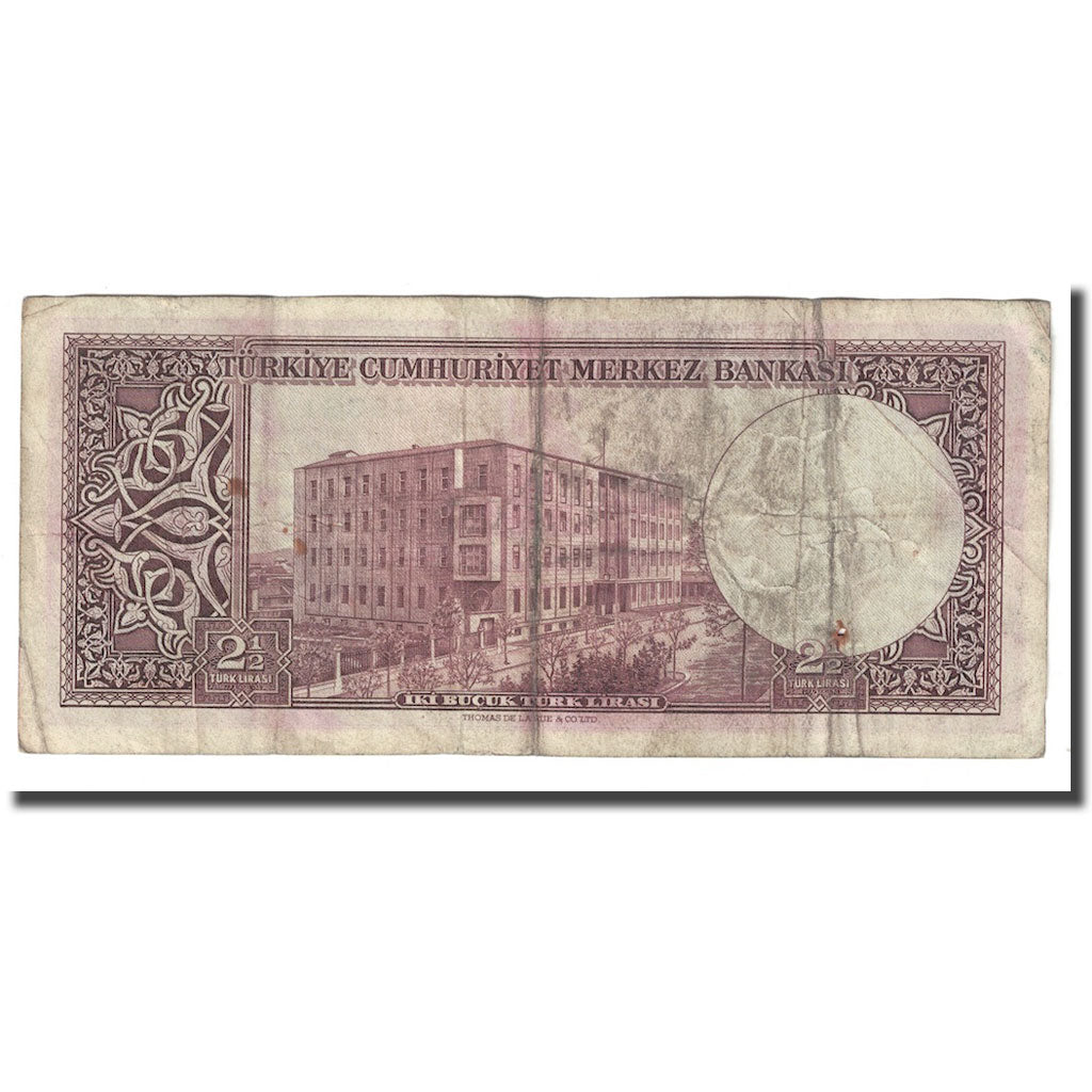 Banconote, Turchia, 2 1/2 Lira, 1955, 1955-01-03, KM:151a, MB