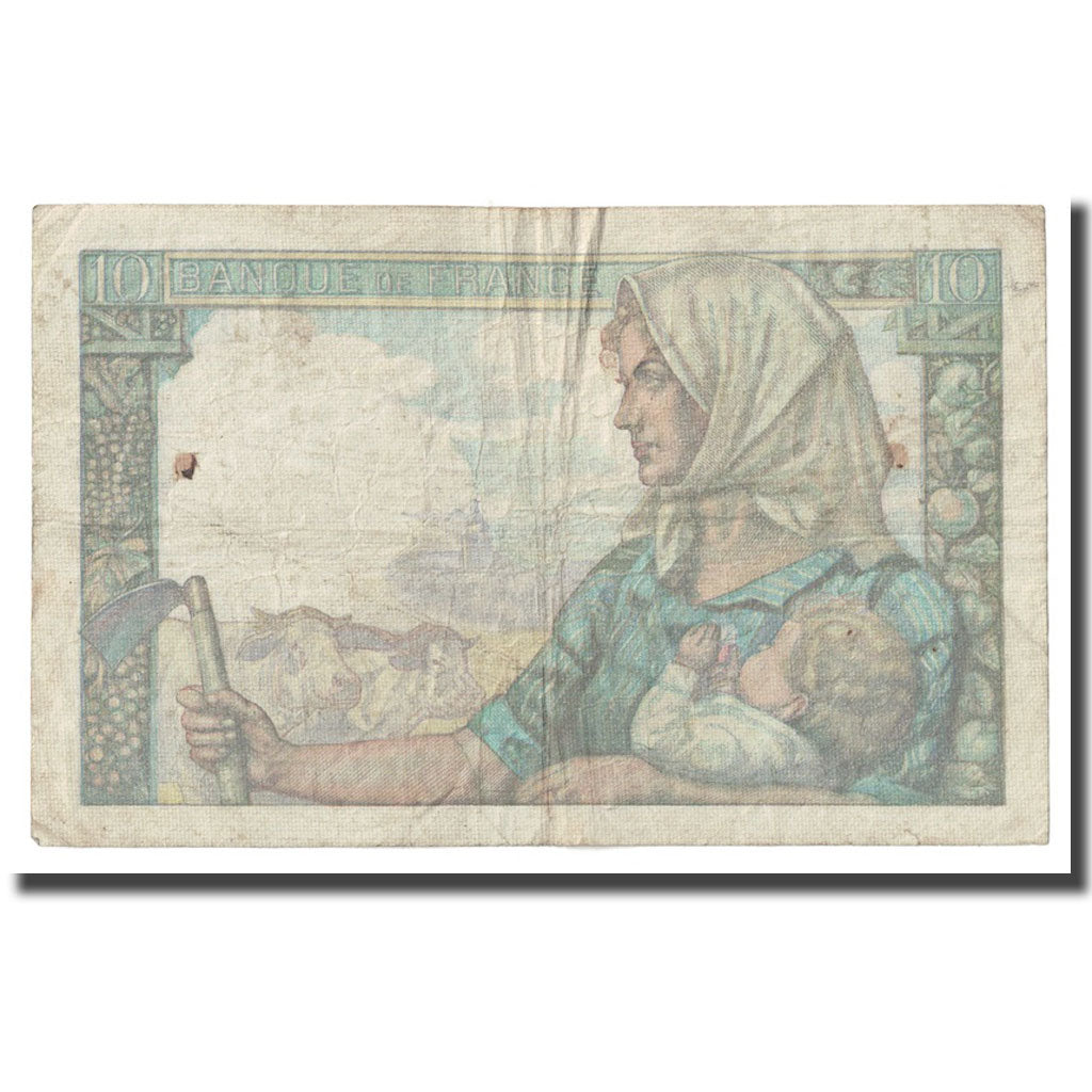 France, 10 Francs, Mineur, 1941, 1941-09-11, VF(20-25), Fayette:8.1, KM:99a