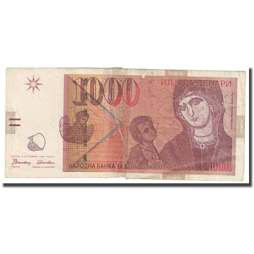 Billet, Macédoine, 1000 Denari, 1996, 1996-09-08, KM:18a, B+