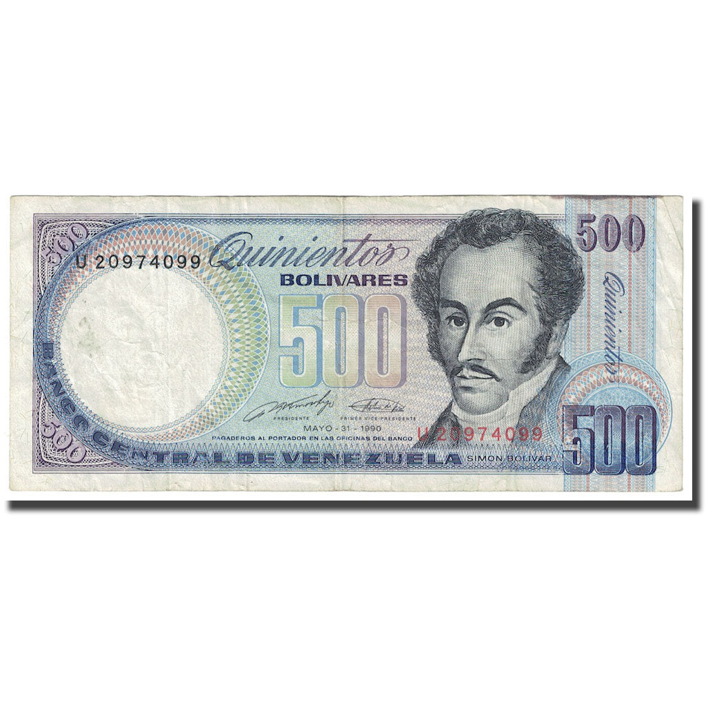Banknote, Venezuela, 500 Bolivares, 1990, 1990-05-31, KM:67d, VF(20-25)