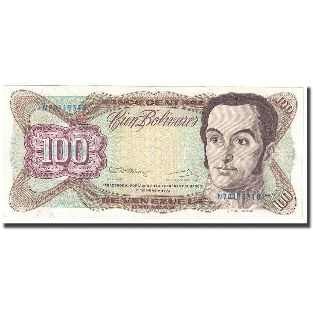 Banknot, Venezuela, 100 Bolivares, 1992, 1992-05-12, KM:66d, UNC(60-62)