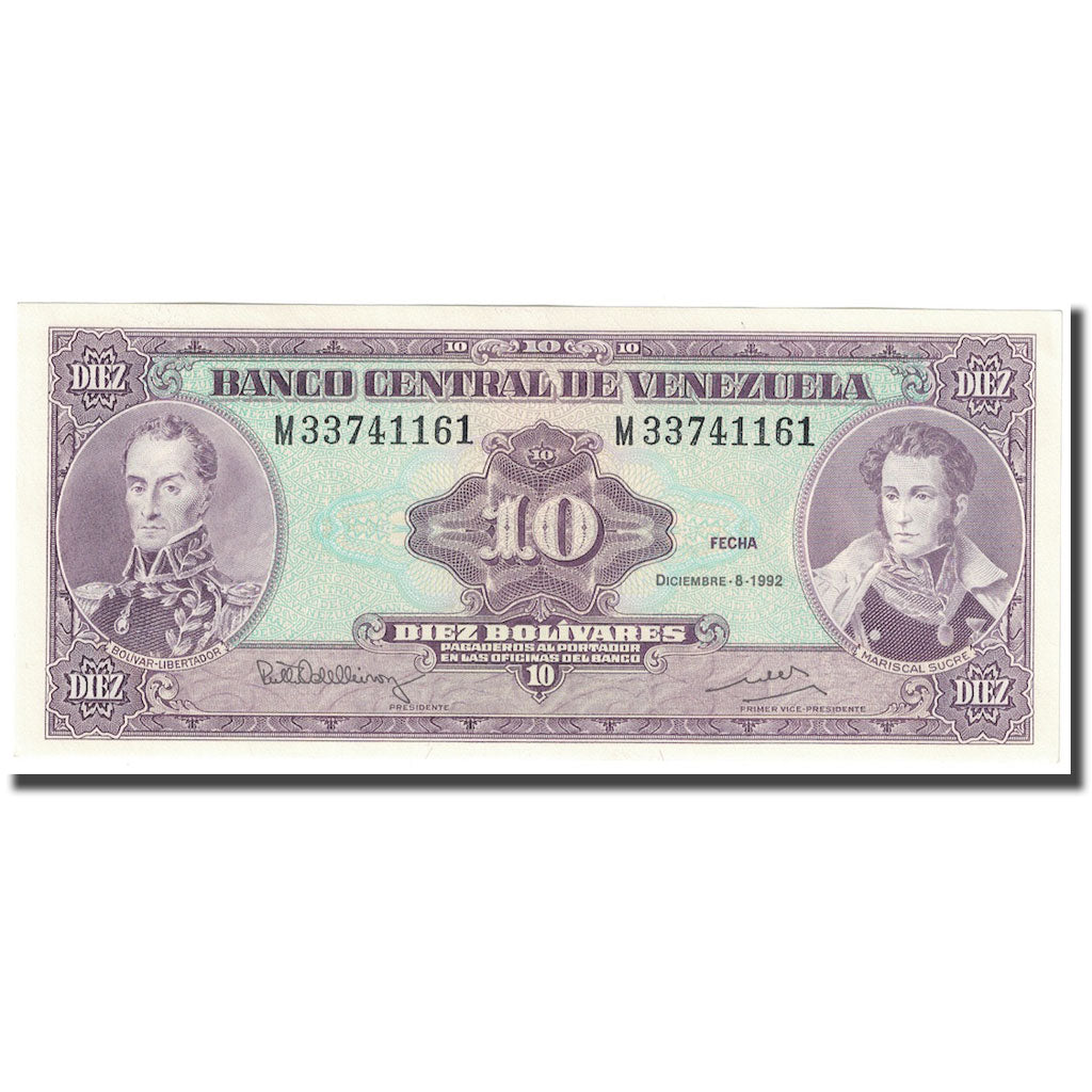 Banknote, Venezuela, 10 Bolívares, 1992, 1992-12-08, KM:61c, UNC(64)