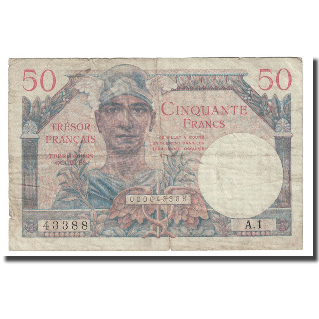 Francia, 50 Francs, 1947 French Treasury, 1947, MB, Fayette:31.1, KM:M8