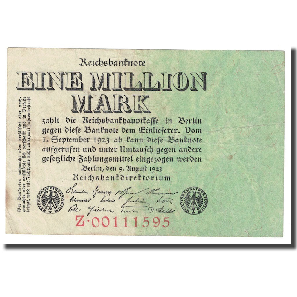 Banknote, Germany, 1 Million Mark, 1923, 1923-08-09, KM:102a, EF(40-45)