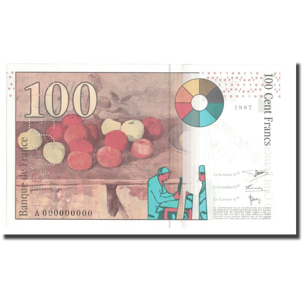 Francja, 100 Francs, Cézanne, 1997, Egzemplarz, UNC(65-70), Fayette:74.00SPN