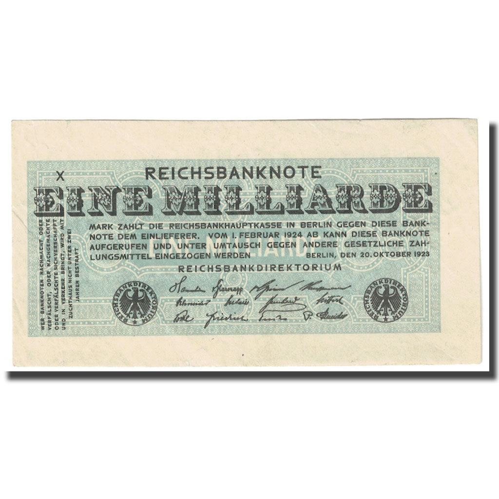 Banknote, Germany, 1 Milliarde Mark, 1923, 1923-10-20, KM:122, AU(55-58)