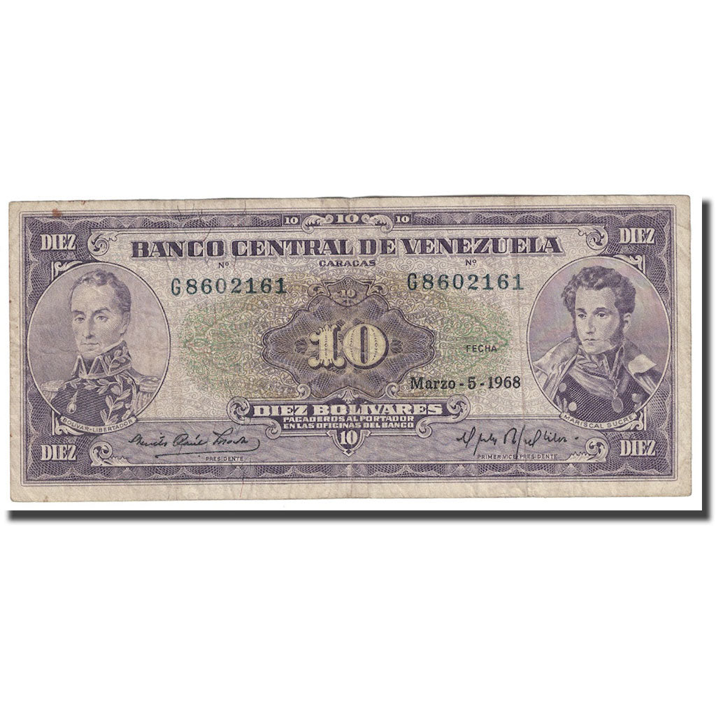 Billete, 10 Bolívares, 1968, Venezuela, 1968-03-05, KM:45e, RC+