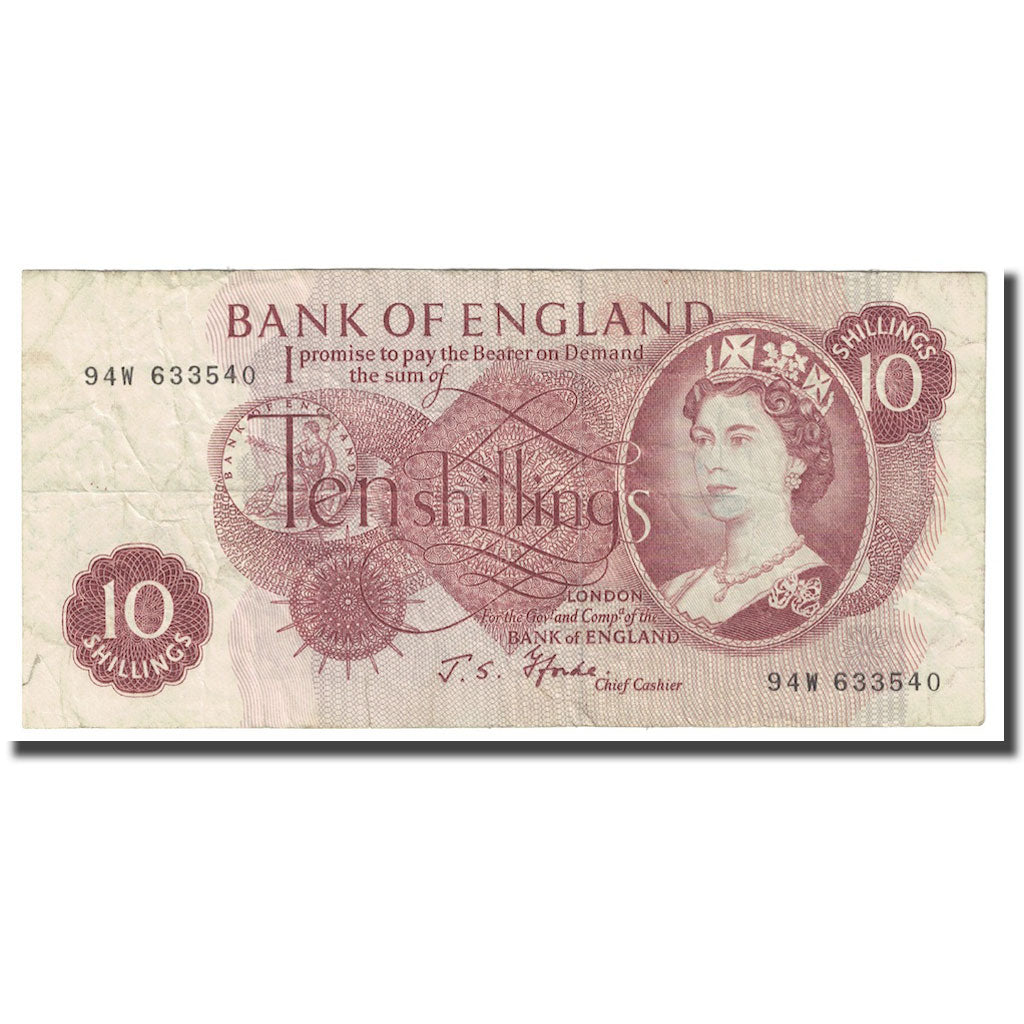 Banconote, Gran Bretagna, 10 Shillings, 1966-1970, KM:373c, MB