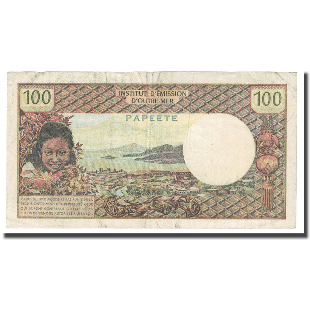 Banconote, Tahiti, 100 Francs, Undated (1973), KM:24b, MB+