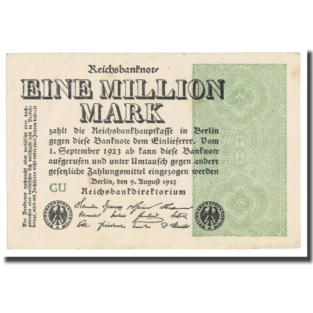 Geldschein, Deutschland, 1 Million Mark, 1923, 1923-08-09, KM:102c, SS