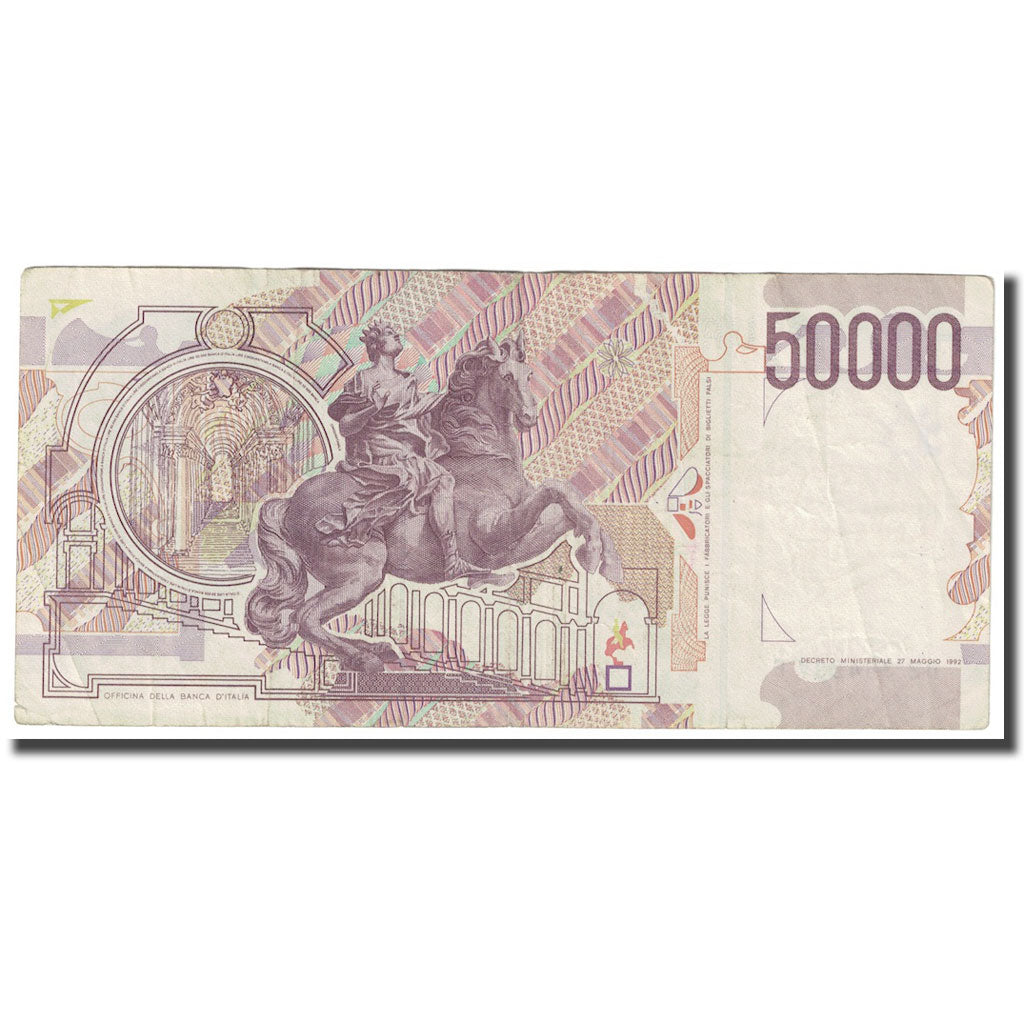Nota, Itália, 50,000 Lire, 1992, 1992-05-27, KM:116b, F(12-15)