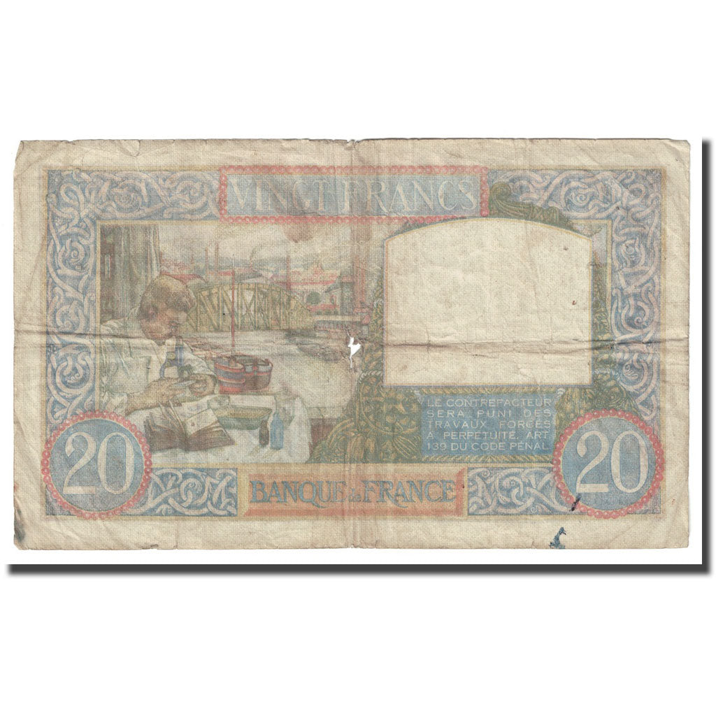 França, 20 Francs, Science et Travail, 1941, 1941-08-28, VF(20-25)