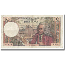 France, 10 Francs, Voltaire, 1972, 1972-06-01, VF(20-25), Fayette:62.56, KM:147d