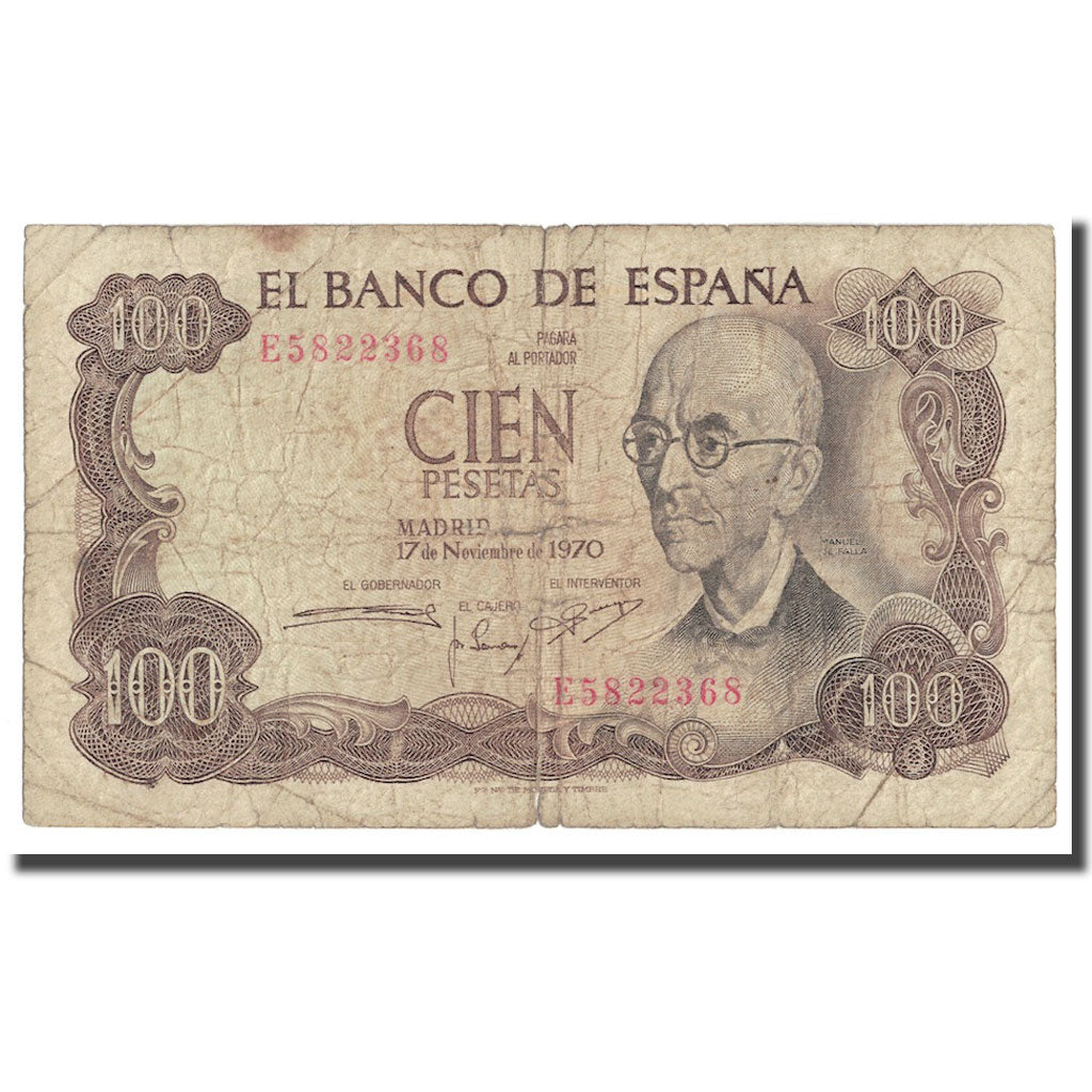 Banknote, Spain, 100 Pesetas, 1970, 1970-11-17, KM:152a, G(4-6)