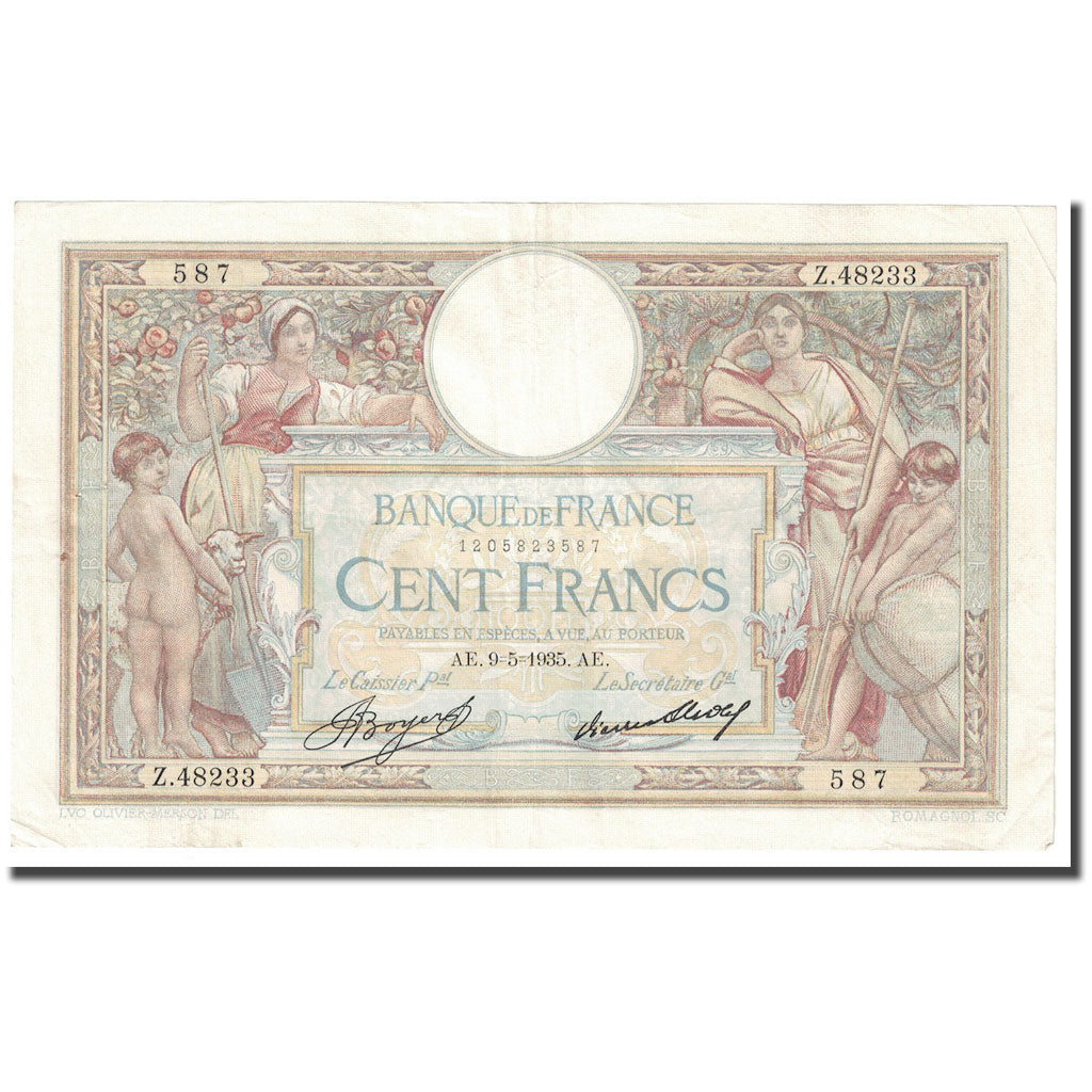Francia, 100 Francs, Luc Olivier Merson, 1935, 1935-05-09, BC+, Fayette:24.14